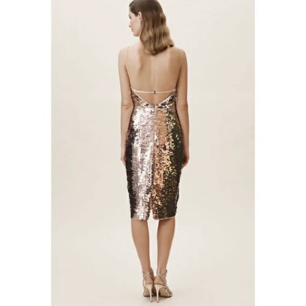 BHLDN Aidan Mattox Pink Sequin Cocktail Dress Size 6 - Picture 2 of 7
